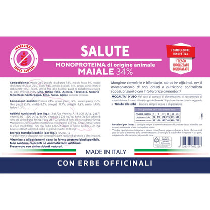 Vet Line Salute Maiale 12,5 kg Crocchette Monoproteiche  Per Cani Adulti