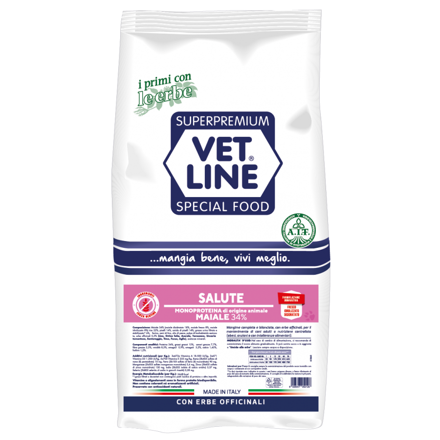 Vet Line Salute Maiale 12,5 kg Crocchette Monoproteiche  Per Cani Adulti