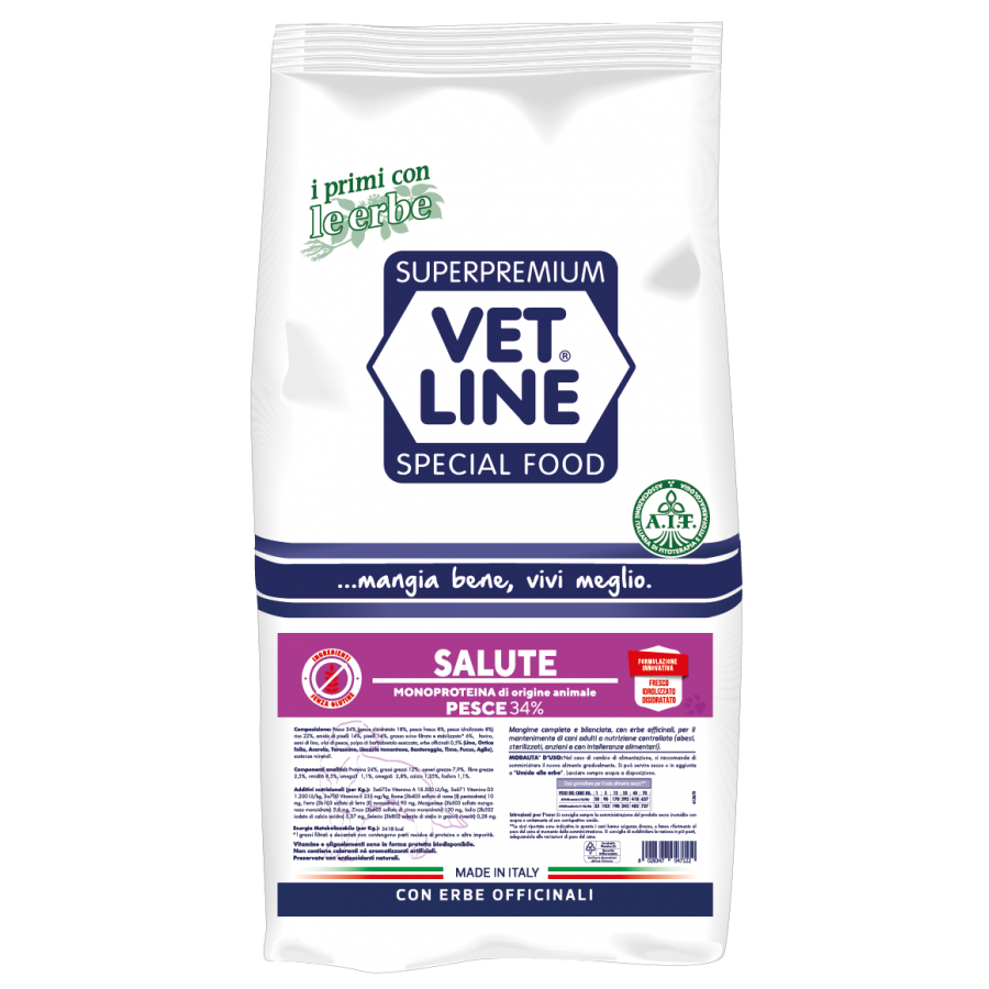 Vet Line Salute Pesce 12,5 kg Crocchette Monoproteiche Per Cani Adulti