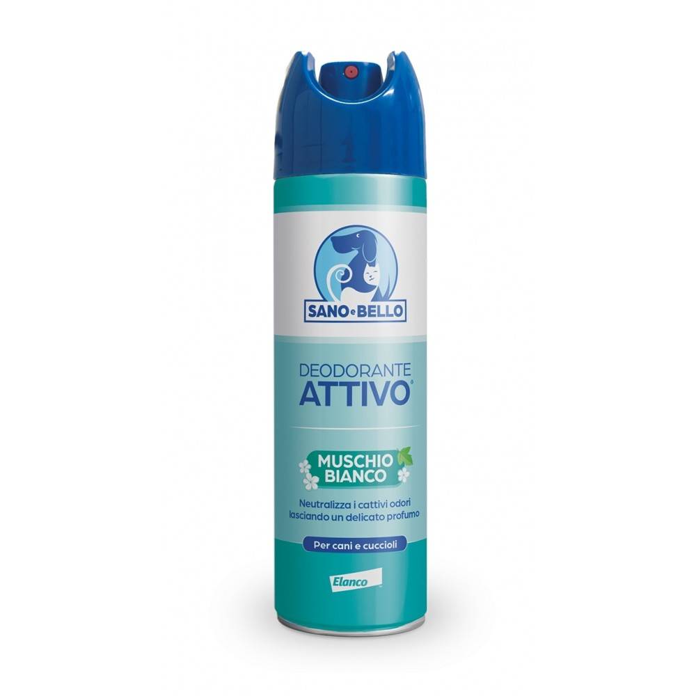 Deodorante Attivo Sano & Bello Muschio Bianco 250 ml Per Cani e Cuccioli