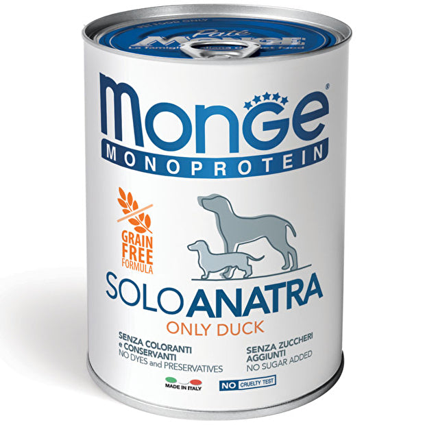 Monge Monoproteico Patè Solo - Lattine 400 Grammi Per Cani Adulti - 6 Confezioni