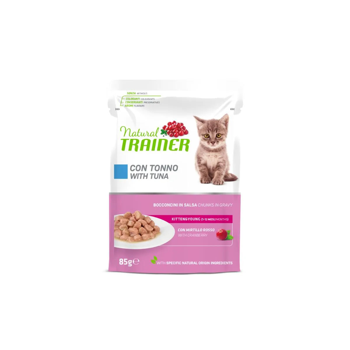 Natural Trainer Kitten & Young Cibo Umido Per Gattini 12 Buste Da 85 Grammi