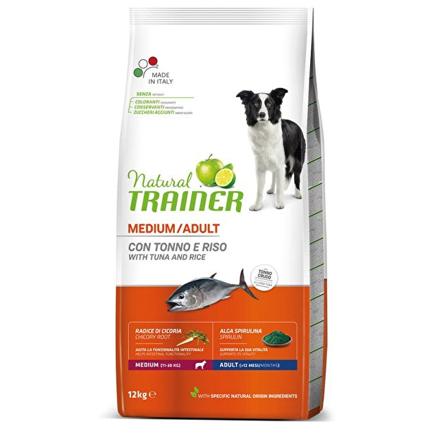 Natural Trainer Medium Adult Con Tonno e Riso Per Cani Adulti Taglia Media