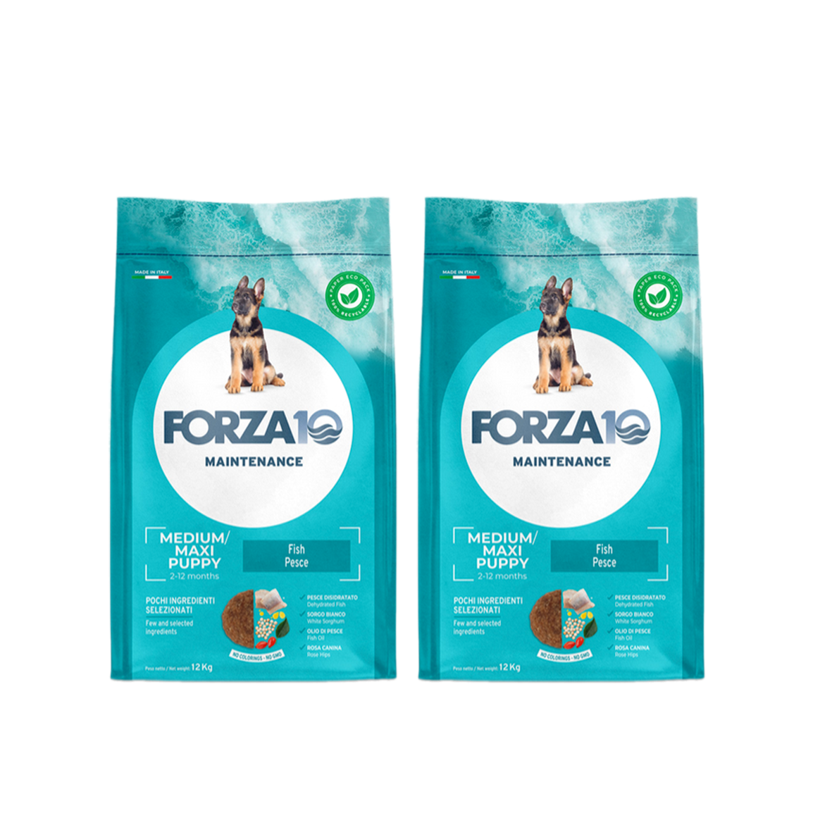 Forza 10 Medium Maxi Puppy Manteinimento al Pesce Cibo Secco per Cuccioli di Taglia Media e Grande e per Cagne in Gravidanza